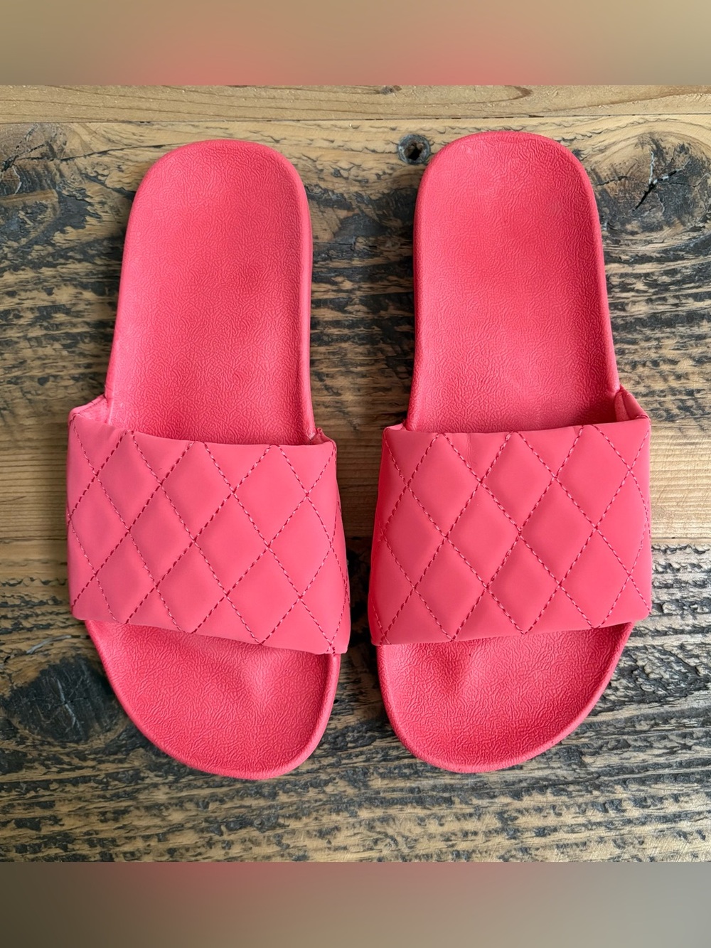 Vera Bradley Quilted Slide Sandals Coral Pink Size Medium